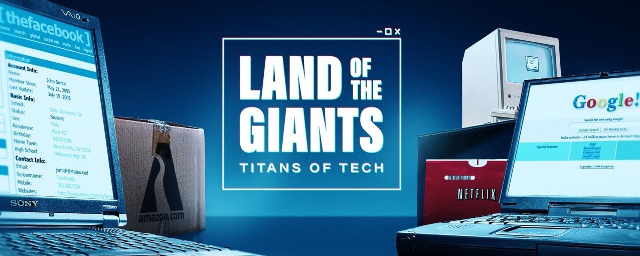 Computer screens with text -- Land of the Giants, Titans of Tech